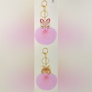 Fox Pompom Key Ring Purse Charm New